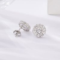 1 Pair Simple Style Shiny Round Polygon Square Plating Inlay Sterling Silver Zircon White Gold Plated Ear Studs main image 4