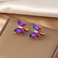 1 Pair Elegant French Style Butterfly Plating Alloy Ear Studs main image 3