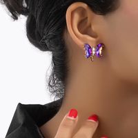 1 Pair Elegant French Style Butterfly Plating Alloy Ear Studs main image 4
