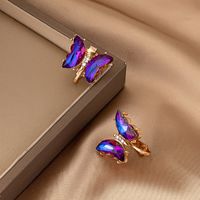 1 Pair Elegant French Style Butterfly Plating Alloy Ear Studs main image 1
