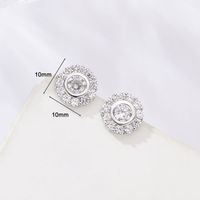 1 Pair Simple Style Shiny Round Polygon Square Plating Inlay Sterling Silver Zircon White Gold Plated Ear Studs sku image 5