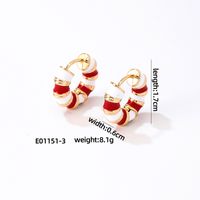 1 Pair Simple Style Commute Multicolor Stripe Enamel Plating 304 Stainless Steel K Gold Plated Earrings sku image 3