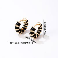 1 Pair Simple Style Commute Multicolor Stripe Enamel Plating 304 Stainless Steel K Gold Plated Earrings sku image 6