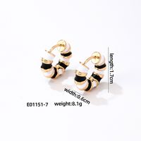 1 Pair Simple Style Commute Multicolor Stripe Enamel Plating 304 Stainless Steel K Gold Plated Earrings sku image 7
