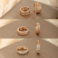 1 Paar Xuping Glänzend Einfarbig Überzug Inlay Kupferlegierung Künstlicher Diamant 18 Karat Vergoldet Ohrringe main image 5