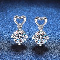 1 Pair Luxurious Heart Shape Plating Inlay Sterling Silver Zircon White Gold Plated Drop Earrings main image 1