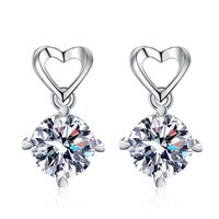 1 Pair Luxurious Heart Shape Plating Inlay Sterling Silver Zircon White Gold Plated Drop Earrings main image 5