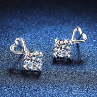 1 Pair Luxurious Heart Shape Plating Inlay Sterling Silver Zircon White Gold Plated Drop Earrings main image 3