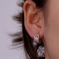 1 Pair Elegant Color Block Plating Inlay Copper Zircon K Gold Plated Earrings main image 6