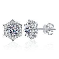 1 Pair Glam Luxurious Hexagon Plating Inlay Sterling Silver Zircon White Gold Plated Ear Studs main image 5