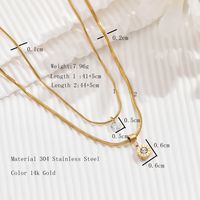 304 Stainless Steel 14K Gold Plated Simple Style Plating Inlay Roman Numeral Zircon Double Layer Necklaces main image 2