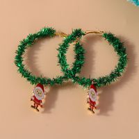 1 Piece Cute Christmas Christmas Tree Santa Claus Elk Plating Alloy Hoop Earrings main image 8