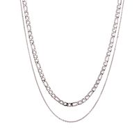 304 Stainless Steel 18K Gold Plated Simple Style Plating Solid Color Double Layer Necklaces sku image 1