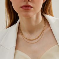 Acier Inoxydable 304 Plaqué Or 18K Style Simple Placage Couleur Unie Colliers Double Couche main image 11