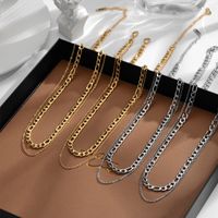 304 Stainless Steel 18K Gold Plated Simple Style Plating Solid Color Double Layer Necklaces main image 7