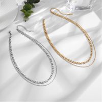 304 Stainless Steel 18K Gold Plated Simple Style Plating Solid Color Double Layer Necklaces main image 4