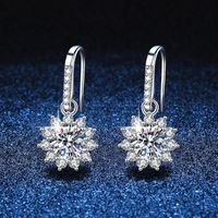 1 Pair Elegant Business Luxurious Snowflake Plating Inlay Sterling Silver Zircon White Gold Plated Drop Earrings Ear Hook sku image 1