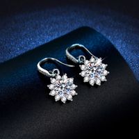 1 Pair Elegant Business Luxurious Snowflake Plating Inlay Sterling Silver Zircon White Gold Plated Drop Earrings Ear Hook main image 2