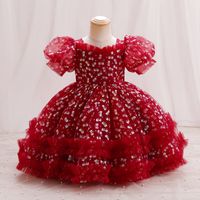 Elegant Romantic Solid Color Polyester Girls Dresses main image 4