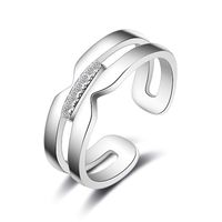 Style Ig Style Simple Géométrique Le Cuivre Placage Évider Incruster Zircon Or Blanc Plaqué Anneau Ouvert main image 2