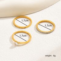 201 Stainless Steel 18K Gold Plated Casual Basic Vacation Plating Inlay Solid Color Zircon Rings main image 6