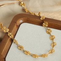 Großhandel Einfacher Stil Pendeln Spiral- Titan Stahl Patchwork Überzug 18 Karat Vergoldet Armbänder Halskette main image 6