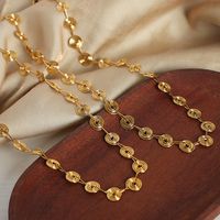Großhandel Einfacher Stil Pendeln Spiral- Titan Stahl Patchwork Überzug 18 Karat Vergoldet Armbänder Halskette main image 4