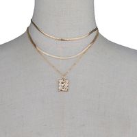 Streetwear Square Alloy Wholesale Layered Necklaces main image 3