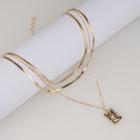Streetwear Square Alloy Wholesale Layered Necklaces main image 4