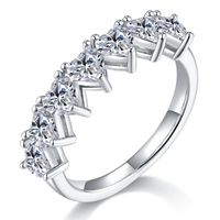 Elegant Hochzeit Klassischer Stil Einfarbig Sterling Silber Überzug Inlay Moissanit Überzogen Mit Rhodium Ringe main image 5