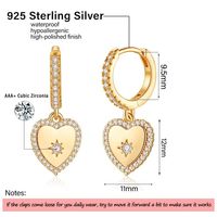 1 Pair Casual Elegant Heart Shape Asymmetrical Plating Inlay Copper Zircon 14k Gold Plated Drop Earrings main image 2