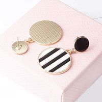 1 Pair Commute Round Stripe Enamel Plating Alloy 18k Gold Plated Drop Earrings main image 5