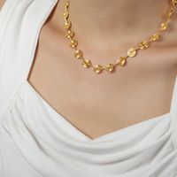 Großhandel Einfacher Stil Pendeln Spiral- Titan Stahl Patchwork Überzug 18 Karat Vergoldet Armbänder Halskette sku image 2