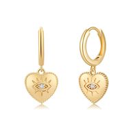 1 Par Casual Elegante Forma De Corazón Asimétrico Enchapado Embutido Cobre Circón Chapado En Oro De 14 Quilates. Pendientes De Gota sku image 5