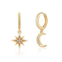 1 Pair Casual Elegant Heart Shape Asymmetrical Plating Inlay Copper Zircon 14k Gold Plated Drop Earrings sku image 10