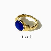 Simple Style Oval Stainless Steel Plating Inlay Glass 18k Gold Plated Rings sku image 1