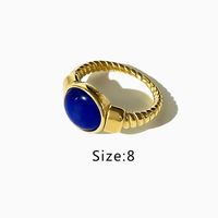Simple Style Oval Stainless Steel Plating Inlay Glass 18k Gold Plated Rings sku image 2