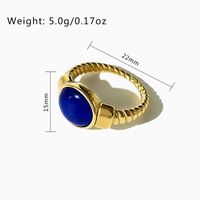 Simple Style Oval Stainless Steel Plating Inlay Glass 18k Gold Plated Rings main image 2