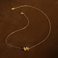 Lässig Einfacher Stil Brief Titan Stahl Überzug 18 Karat Vergoldet Halskette Mit Anhänger main image 9
