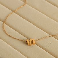 Lässig Einfacher Stil Brief Titan Stahl Überzug 18 Karat Vergoldet Halskette Mit Anhänger main image 3