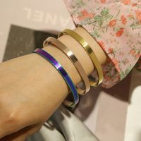 Simple Style Solid Color Stainless Steel Plating Cuff Bracelets main image 1