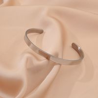 Simple Style Solid Color Stainless Steel Plating Cuff Bracelets sku image 1