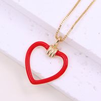 Romantic Simple Style Classic Style Heart Shape Copper 18k Gold Plated Pendant Necklace In Bulk sku image 2
