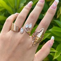 Vintage Style Exaggerated Xuping Solid Color Alloy Plating Inlay Artificial Gemstones 18k Gold Plated Women's Open Rings main image 1