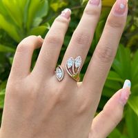 Vintage Style Exaggerated Xuping Solid Color Alloy Plating Inlay Artificial Gemstones 18k Gold Plated Women's Open Rings main image 5