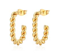 1 Pair Simple Style Classic Style Solid Color Plating Titanium Steel 18k Gold Plated Ear Studs main image 6