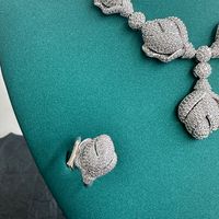 Queen Wedding Bridal Solid Color Copper Zircon Bracelets Earrings Necklace In Bulk main image 6