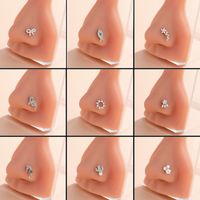 Classic Style Hippocampus Bow Knot Stainless Steel Copper Polishing Plating Inlay Zircon 18k Gold Plated Nose Studs main image 2