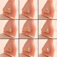 Classic Style Hippocampus Bow Knot Stainless Steel Copper Polishing Plating Inlay Zircon 18k Gold Plated Nose Studs main image 3