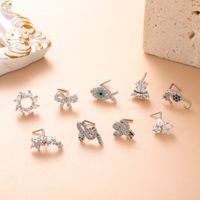 Classic Style Hippocampus Bow Knot Stainless Steel Copper Polishing Plating Inlay Zircon 18k Gold Plated Nose Studs main image 4